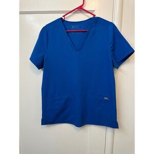 Figs Technical Collection Womens Scrub Top‎ Blue V-Neck Short Sleeve FW1100 M
